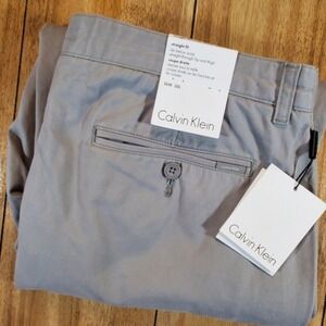 New Calvin Klein Pants Men's Size 36x30 Gray Straight Fit Performance Cotton